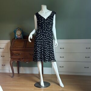 Adrianna Papell Black and White Ruched Midi Sundress